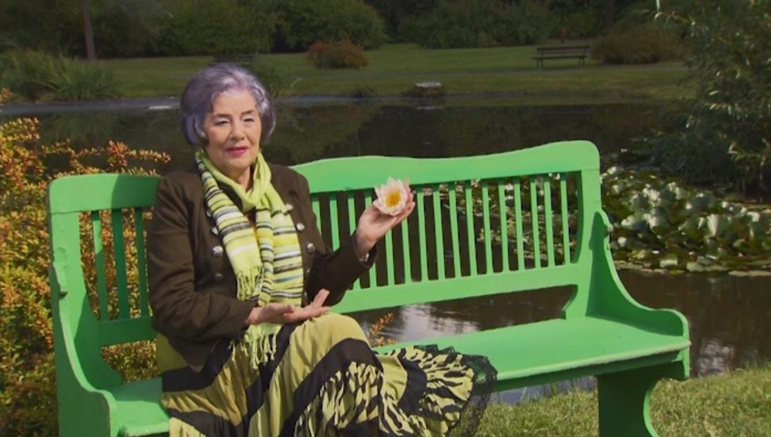Kobieta siedząca na ławce w parku