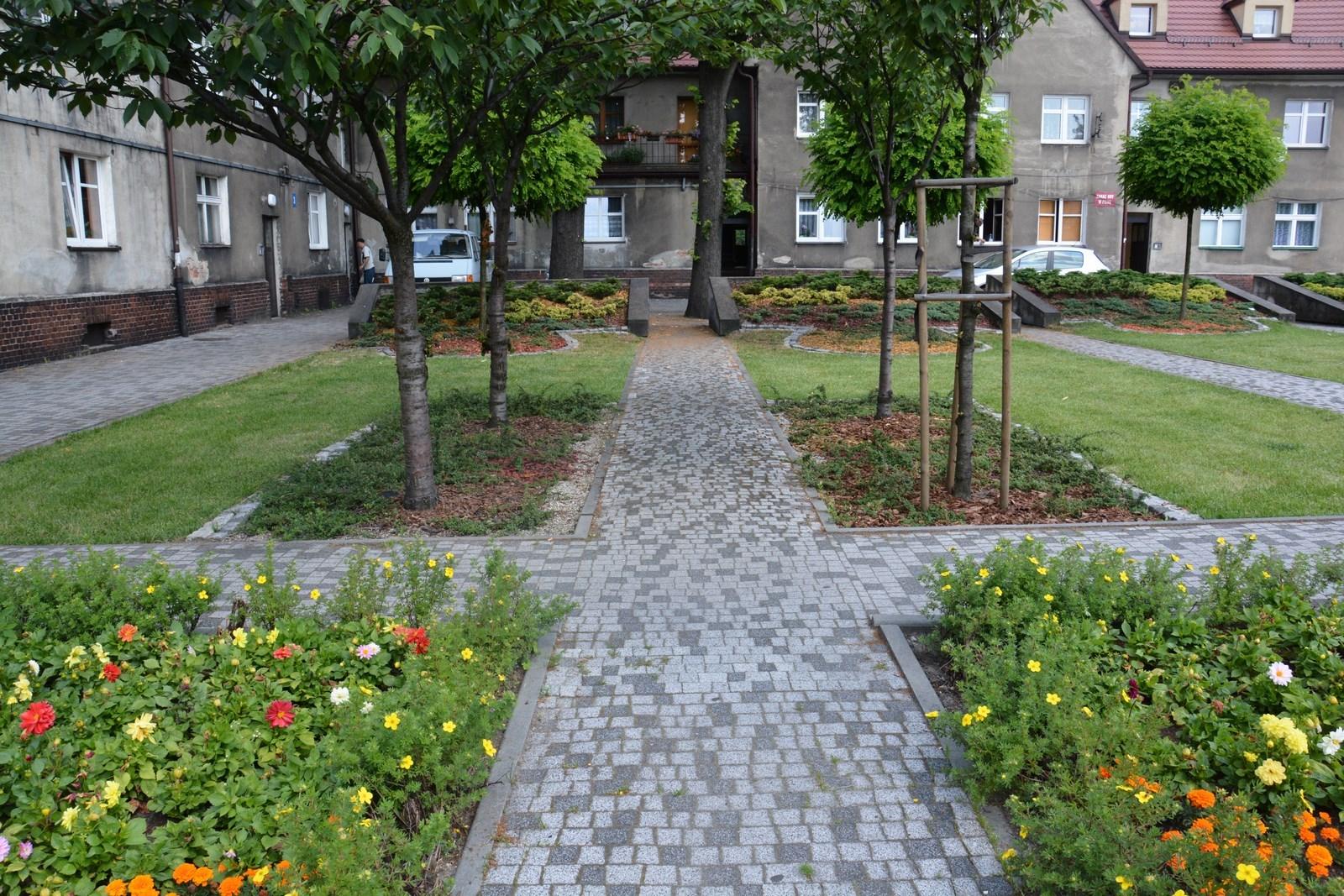 Budynki mieszkalne wśród zieleni
